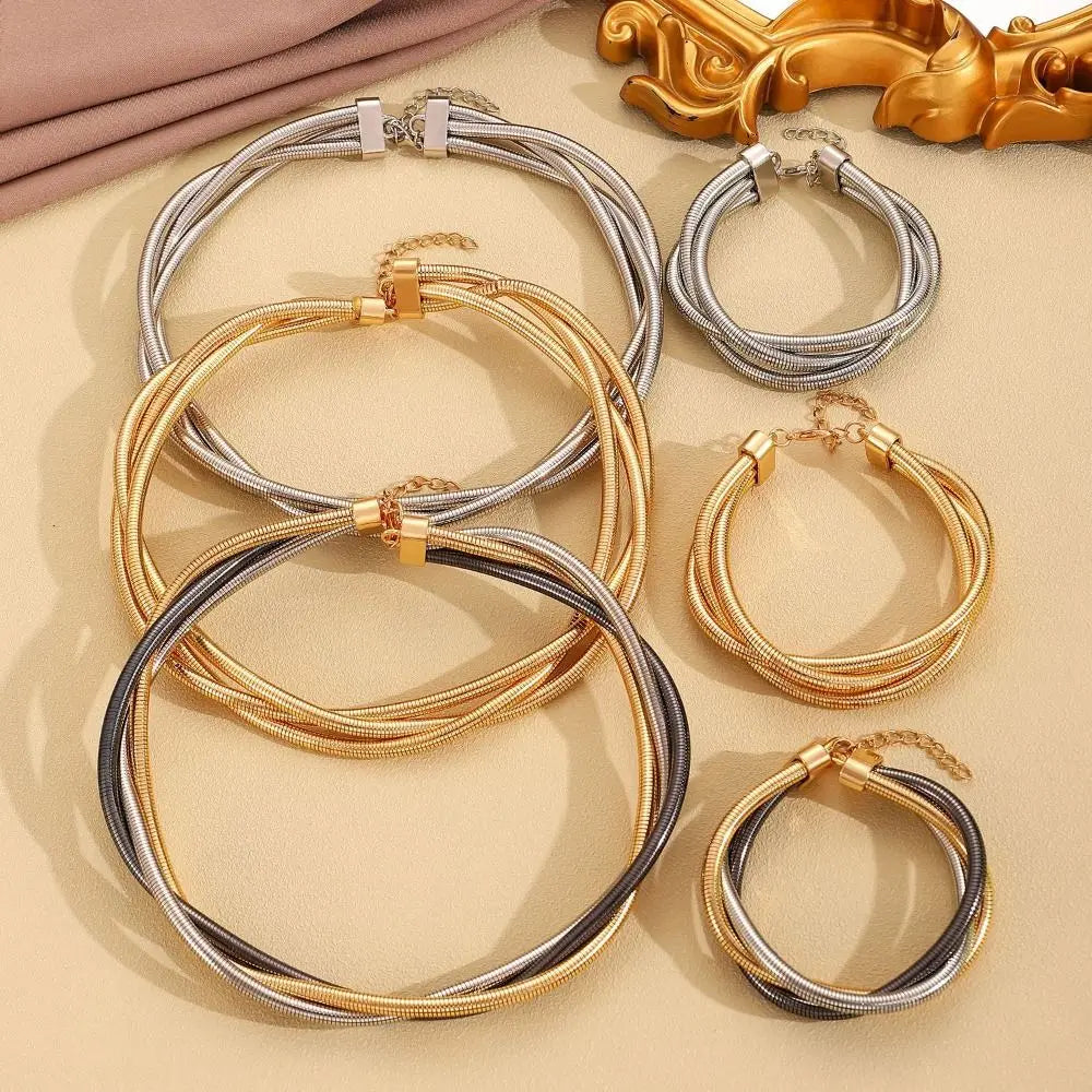 Creative Gift Alloy Bendable Snake Necklace Silver Color Gold Color Flexible Choker Twistable Punk Bracelet