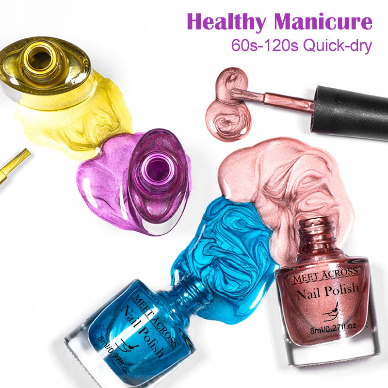 8ml Metallic Nail Polish Mirror Effect Fast Drying Long-Lasting Nails Art Polish DIY No Need Lamp Cure Manicure Nail Supplies