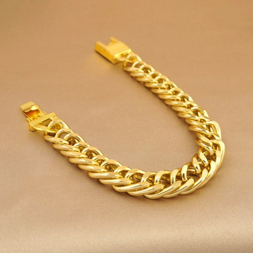 24K gold-plated hip-hop style men's bracelet, classic pairing for rock musicians, jewelry accessories for street enthusiasts