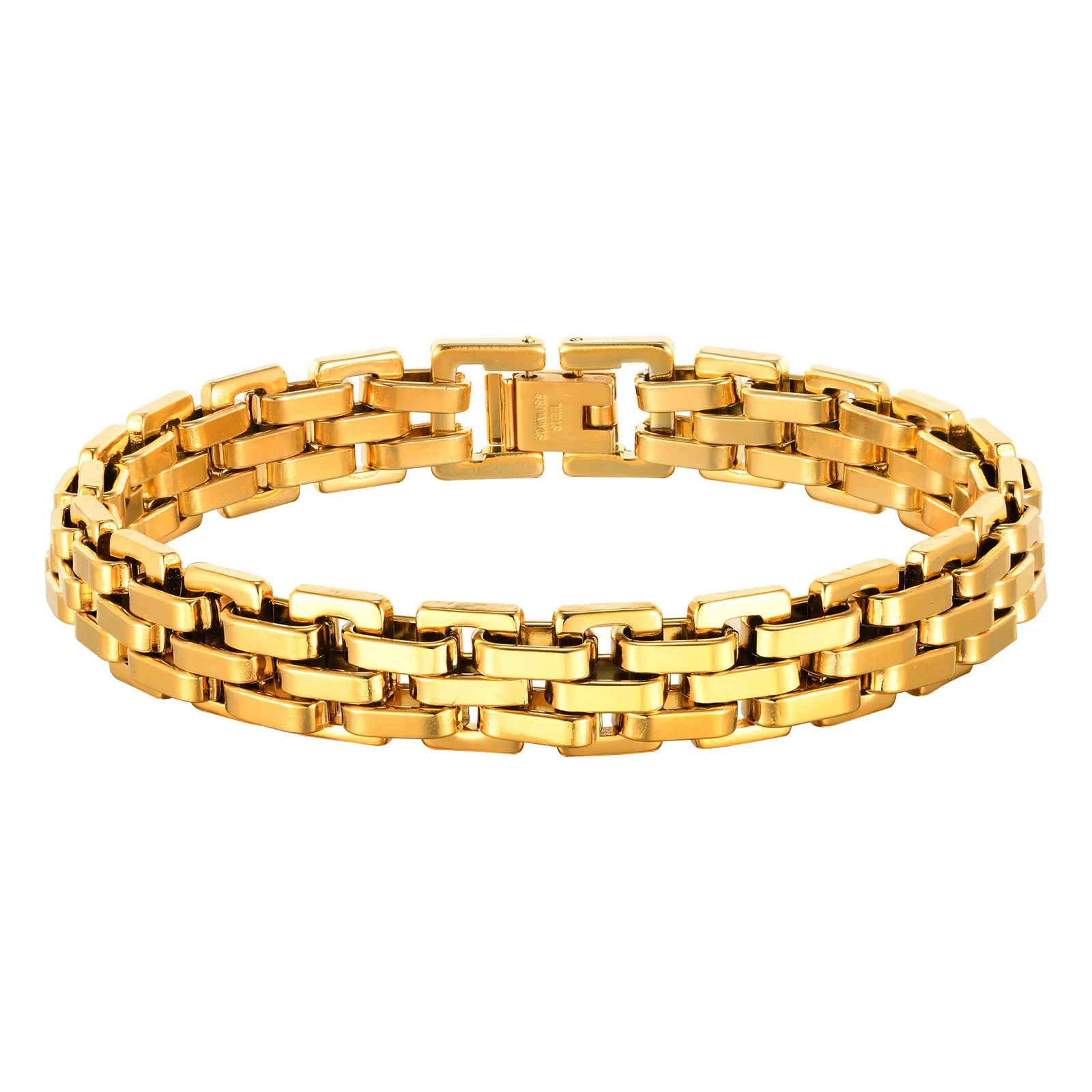 Vnox Thick Masculine Wtach Band Link Bracelets for Men, 11mm Stainless Steel Handmade Link Wristband, Gentle Punk Gift for Him