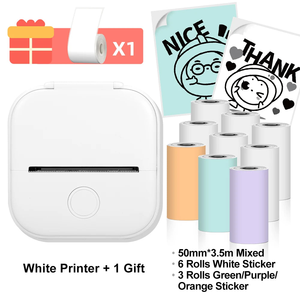Phomemo T02 Wireless Pocket Thermal Printer Portable Mini Wirelessly BT Connect 203dpi Photo Label Memo List Printing Clearly