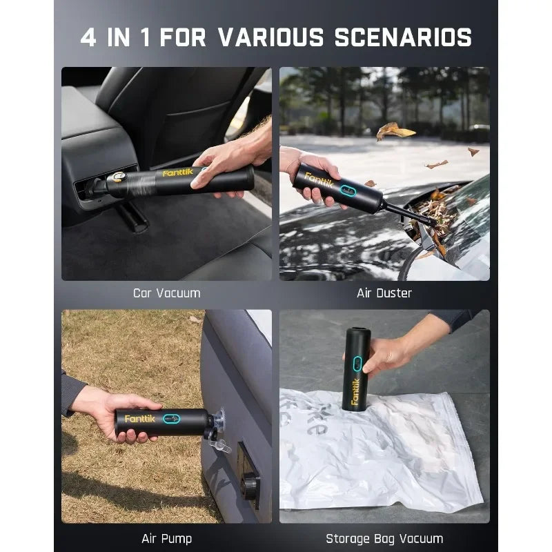 Hot-Sell! V8 Apex Car Vacuum, 4-in-1 Portable Mini Cordless Vacuum with 19000pa Suction Power, Type-C Charge-Upgraded version