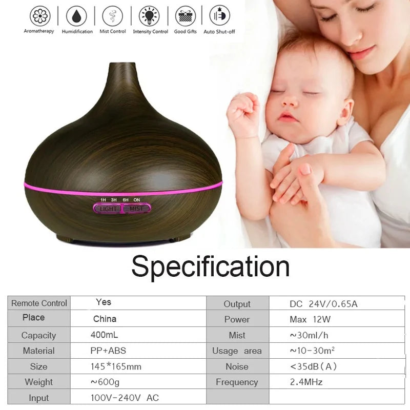 Ultrasonic Cool Mist Onion Humidifier Remote Control Oil Diffuser Colorful LED Air Humidifier for Household