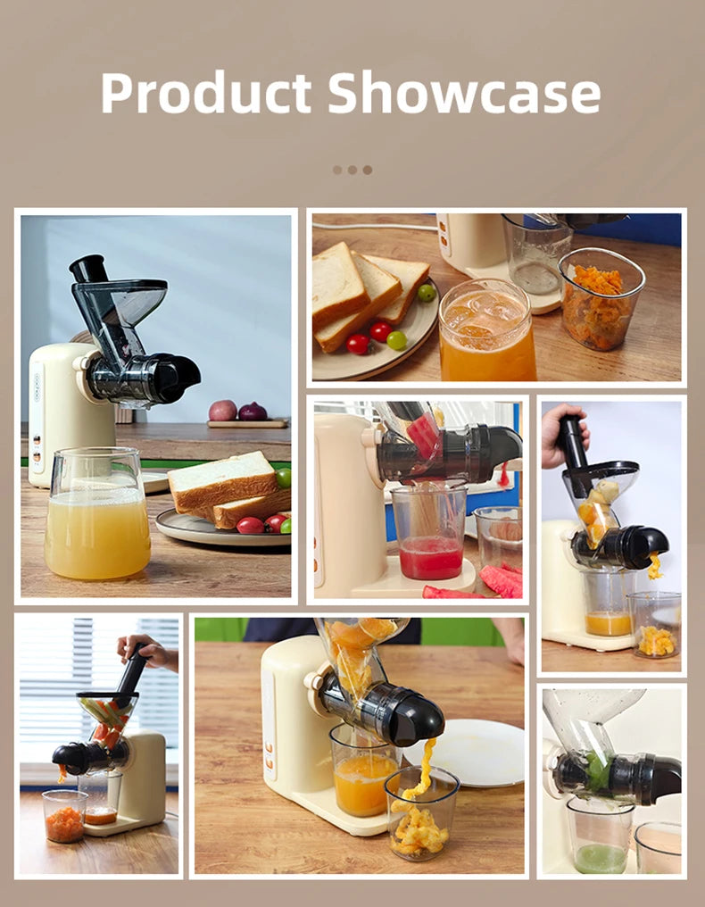 Slow Electric Juicer Multifunction Fruit Vegetable Screw Cold Press Extractor Automatic Squeezer Citrus Juicer Portable Blender