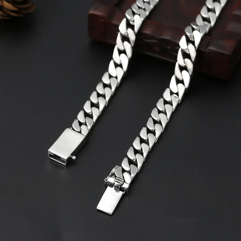 100% S925 Sterling Silver Necklace Bracelet Punk S925 Silver Jewelry Never Fade Carry certificate Men Women Jewelry Gifts