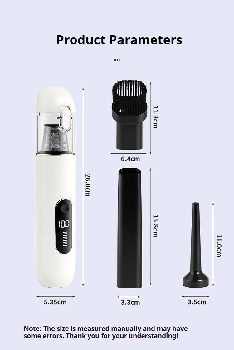 Uurmi Car Vacuum Cleaner 3 In1 Wireless Automobile Vacuum Cleaner Handheld Mini Dust Catcher