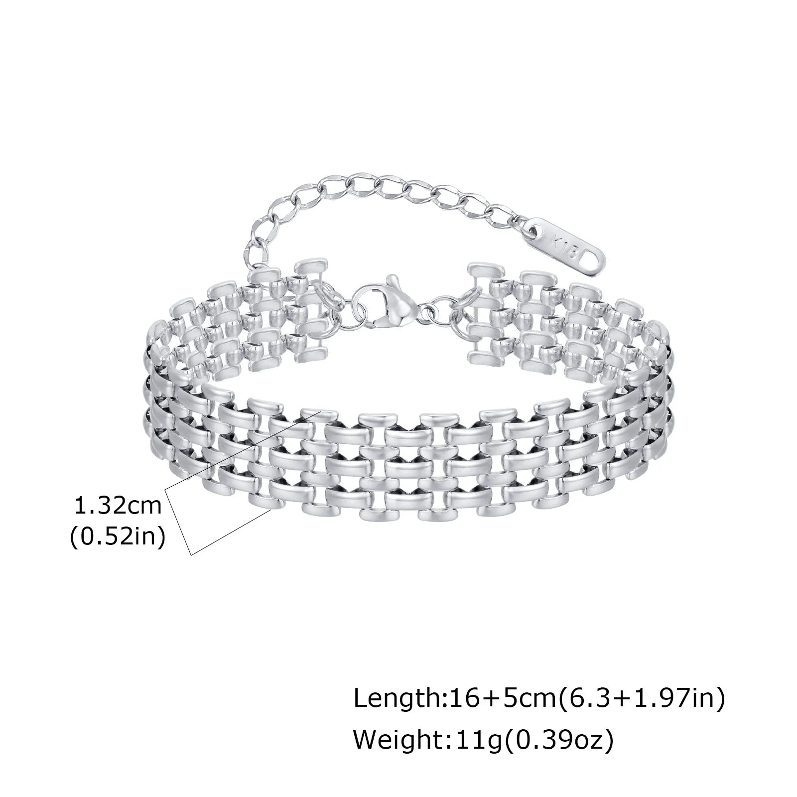 18k Gold Plated Mesh Link Bracelet for Women, Clavicle Chain Wrist Bracelet Polish Jewelry