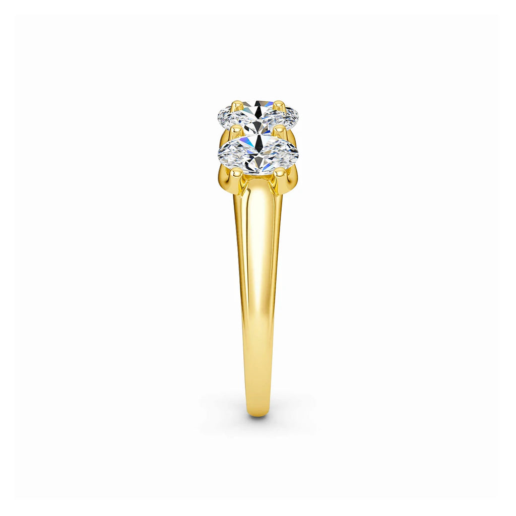 Oval 14K Yellow Gold Engagement Ring GRA Certified Moissanite Row Band 5 Stone 1.5ctw 100% Authentic for Women Wedding Jewelry