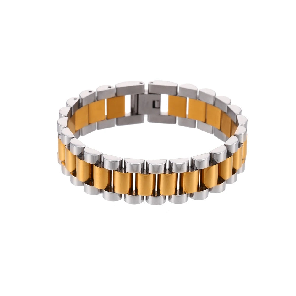 E.B.belle 2024 New Stainless Steel Gold Plated Detachable Wristbands Bracelets Bangles For Women Men Gold Wrap Bracelets