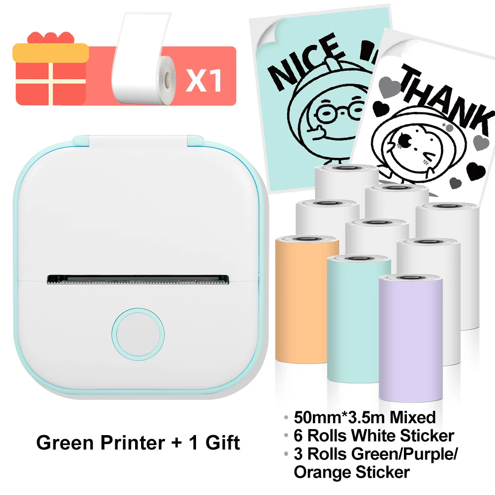 Phomemo T02 Wireless Pocket Thermal Printer Portable Mini Wirelessly BT Connect 203dpi Photo Label Memo List Printing Clearly