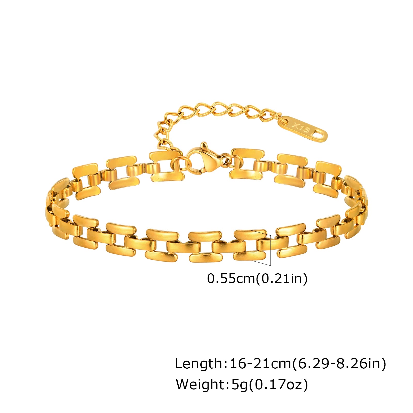18k Gold Plated Mesh Link Bracelet for Women, Clavicle Chain Wrist Bracelet Polish Jewelry