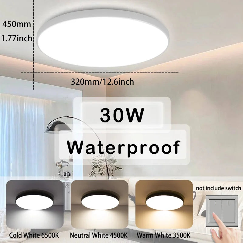 Bathroom Light Waterproof Led Ceiling Lights 18W 30W 40W Round Led Ceiling Lamp For Kitchen Living Room Balcony Toilet 110V 220V