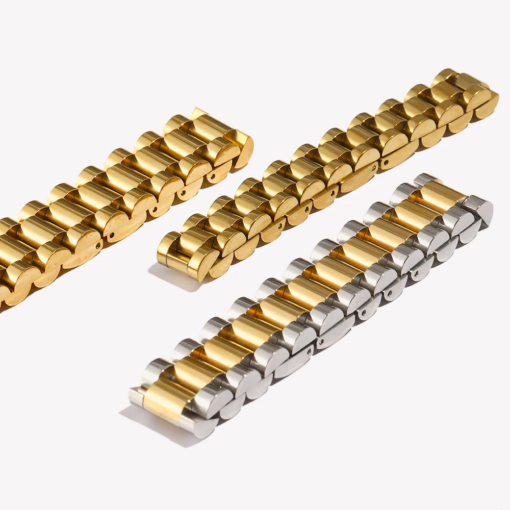 E.B.belle 2024 New Stainless Steel Gold Plated Detachable Wristbands Bracelets Bangles For Women Men Gold Wrap Bracelets