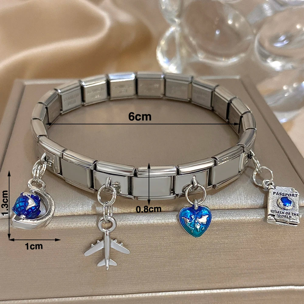 Greatera Castle Girl Panda Colorful Flower Smiling Face Sun Moon Pattern Pendant Bangle Personality Multiple Style Bracelet New