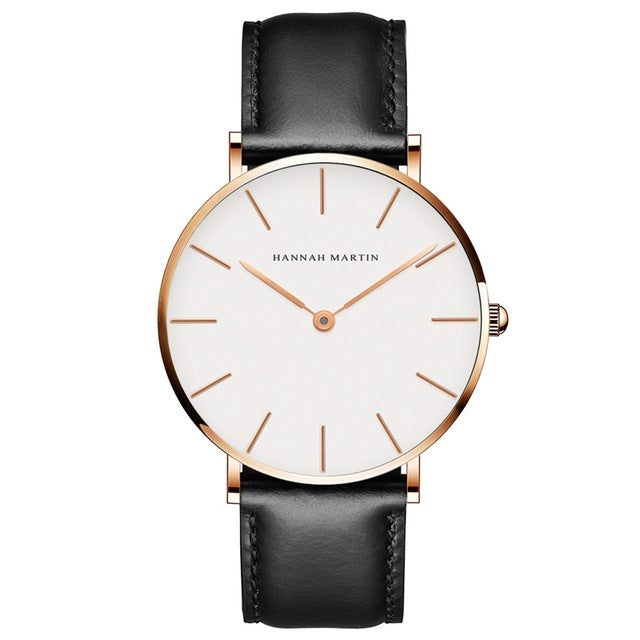 High Quality Rose Gold Dial Watch Men Leather Waterproof Wristwatch Women Dress Fashion Japan Quartz Movement-1