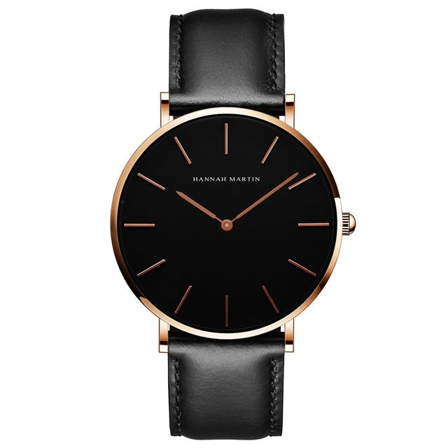 High Quality Rose Gold Dial Watch Men Leather Waterproof Wristwatch Women Dress Fashion Japan Quartz Movement-3