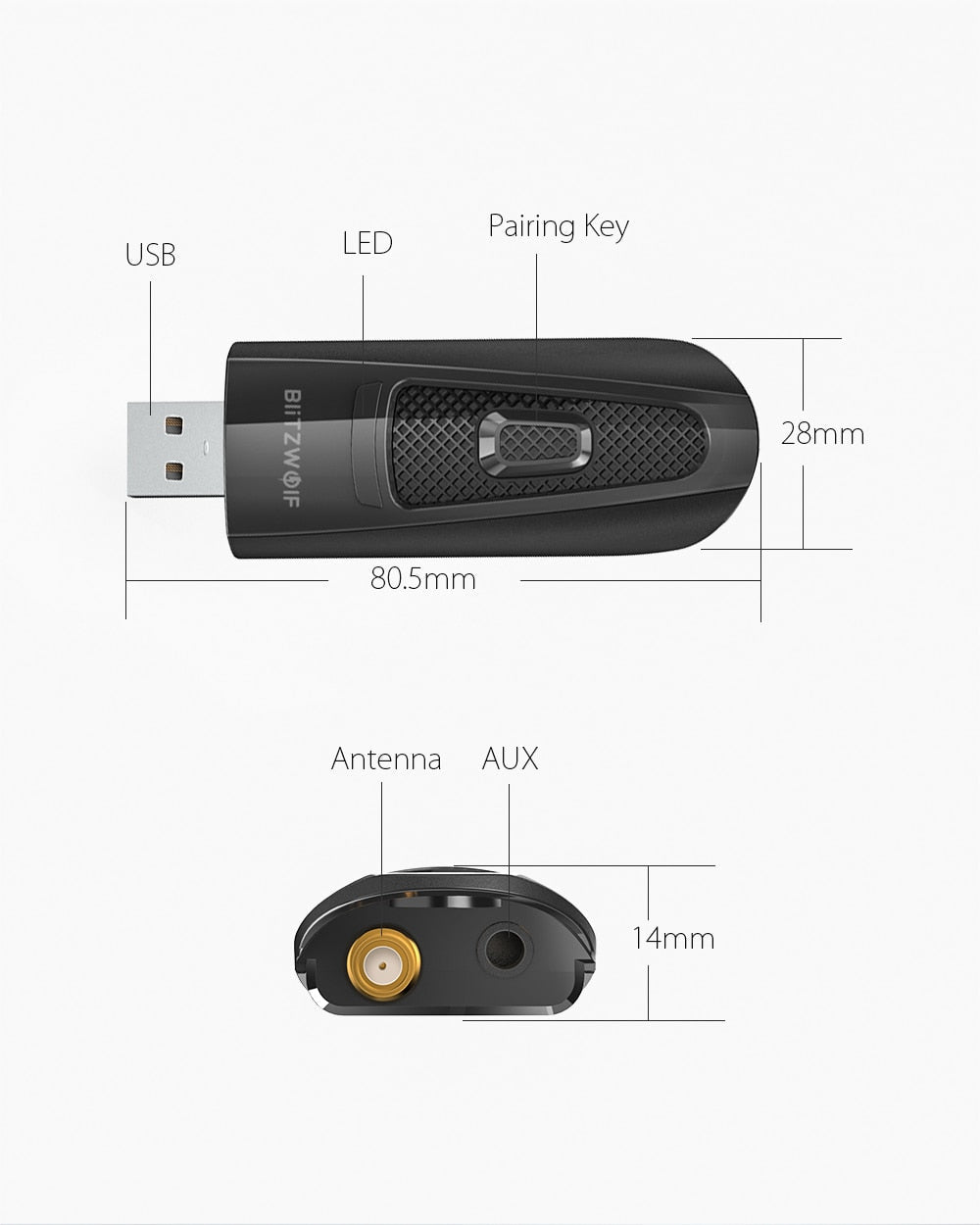 Pro Portable bluetooth V5.0 USB Wireless Audio & Video Receiver Transmitter 2 in 1 Adapter for PC TV Labtop Tra-3