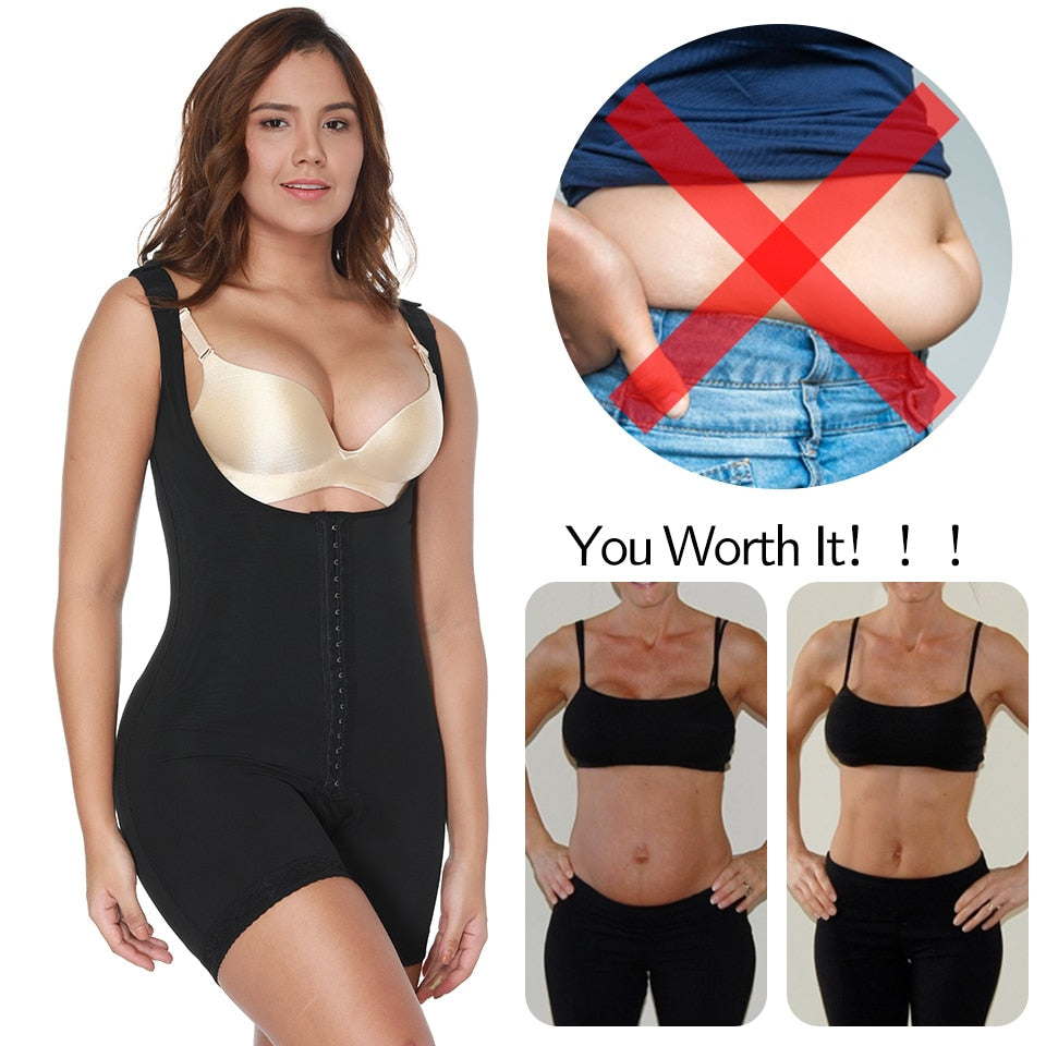 Women Shapewear Tummy Control Bodysuit Fajas Colombianas Full Body Shaper Slimming Underwear Mid Thigh Slimmer Waist Cincher-2