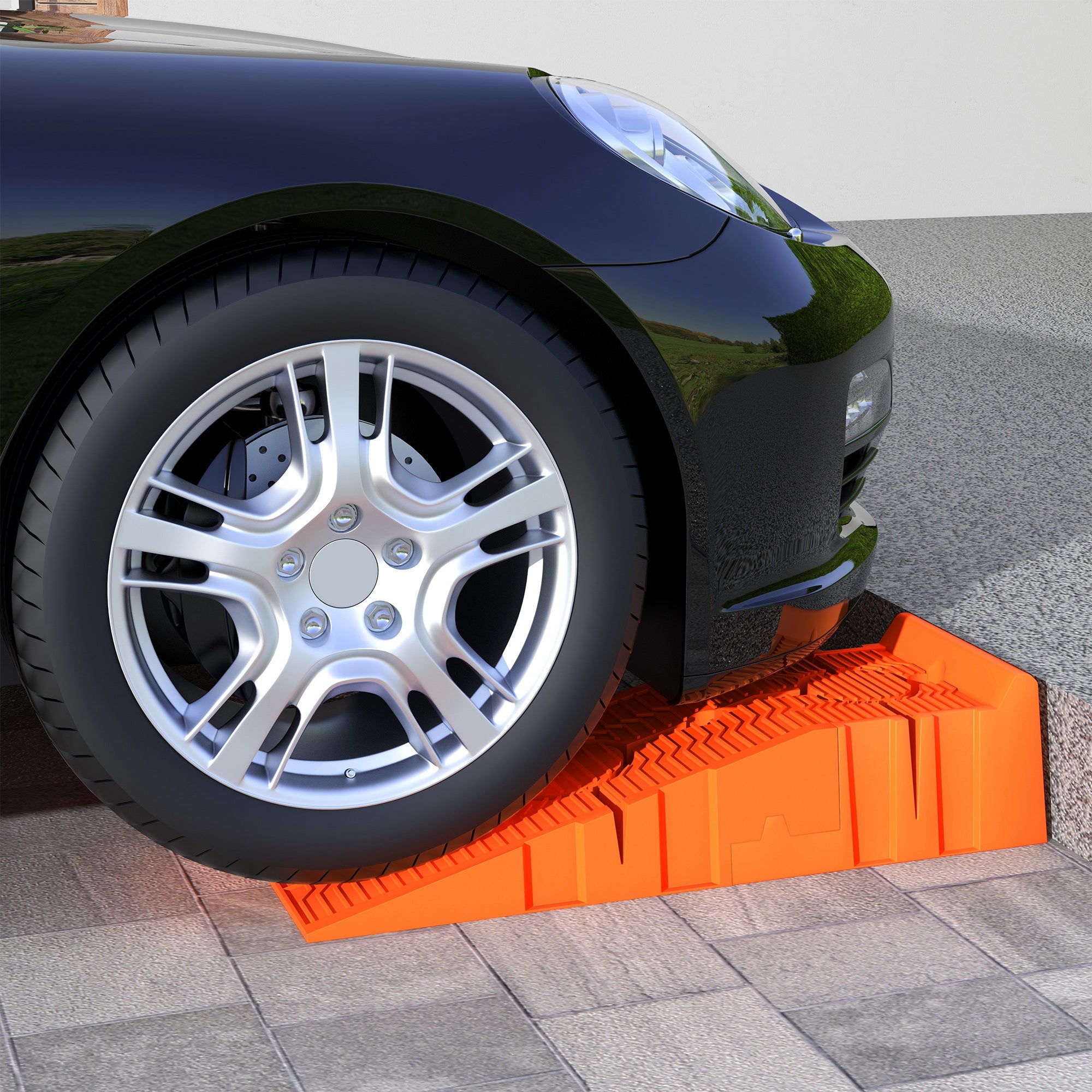 1 Pair Heavy Duty 5 Ton Plastic Garage Workshop Car Service Ramps Lifting Automotive Vehicle Portable, Orange